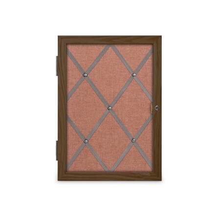 United Visual Products Sliding Door 16" Wood Framed Display Cas, UVDC1649-OAK-CINNABA UVDC1649-OAK-CINNABA